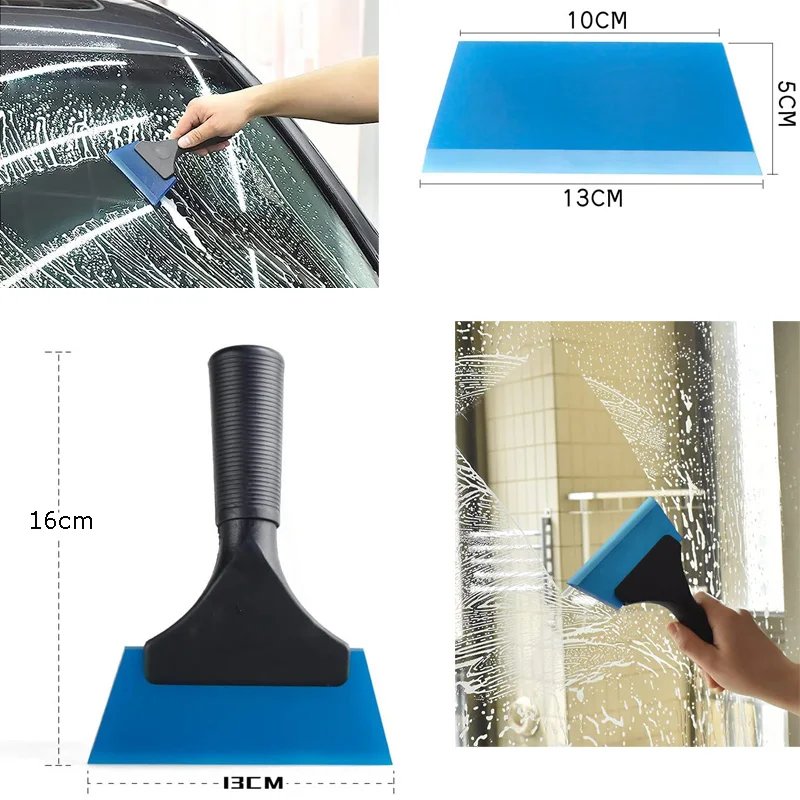 1Pc Car Window Tint Squeegee Glass Windshield Water Wiper Rubber Blade Scraper with Non-Slip Handle Mirror Squeegee Tool