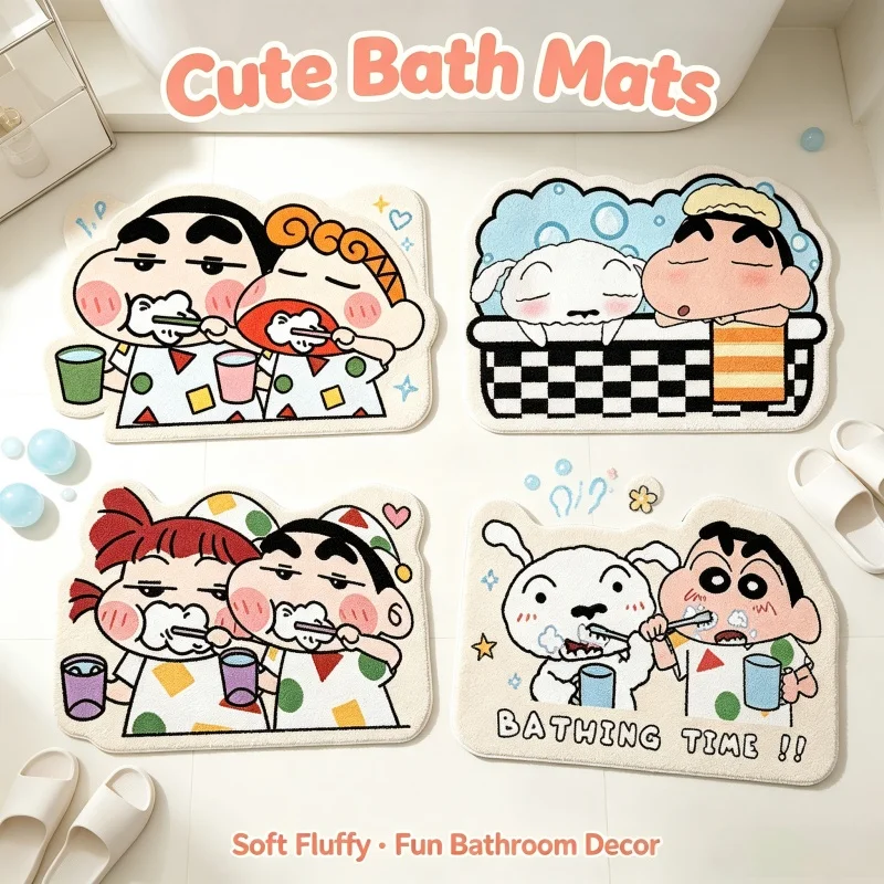 30*40cm Cartoon Shower Room Water Uptake Mat Quick Drying Fashionable and Exquisite Cartoon Crayon Shin Chan Anime Anime Periphe