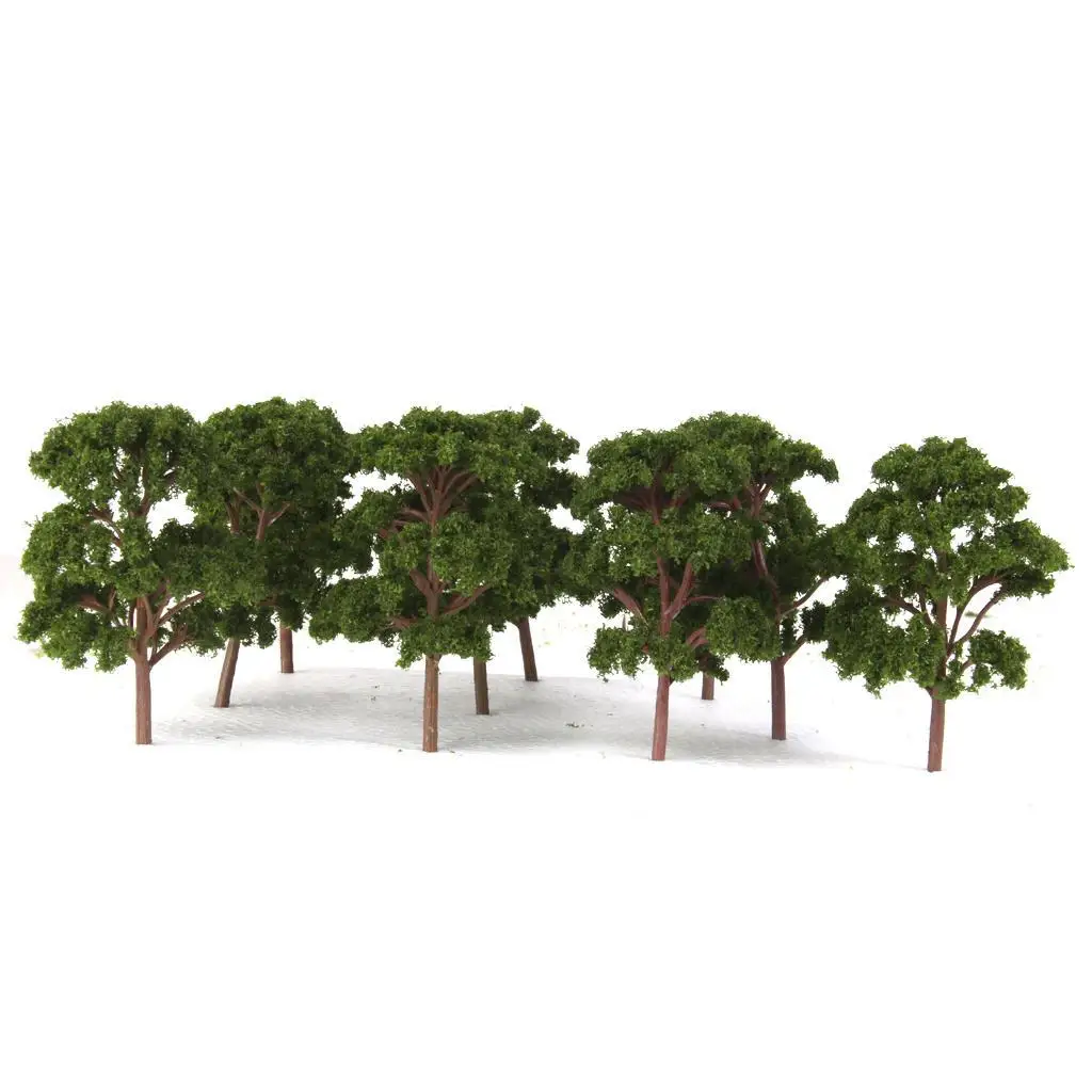 10PCS 1:75 Kunststoff Modell Zug Künstliche Miniatur Baum Landschaft Landschaft Eisenbahn Dekor Gebäude Landschaft Zubehör Spielzeug