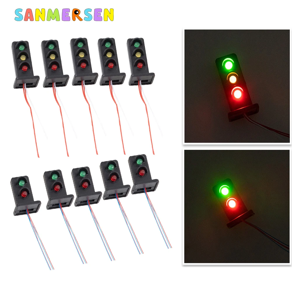 5Pcs/bag HO Scale 1:87 Model Train Signals 2/3 Lights Train Railroad LED Signal Lamp For Railway & Building Layout