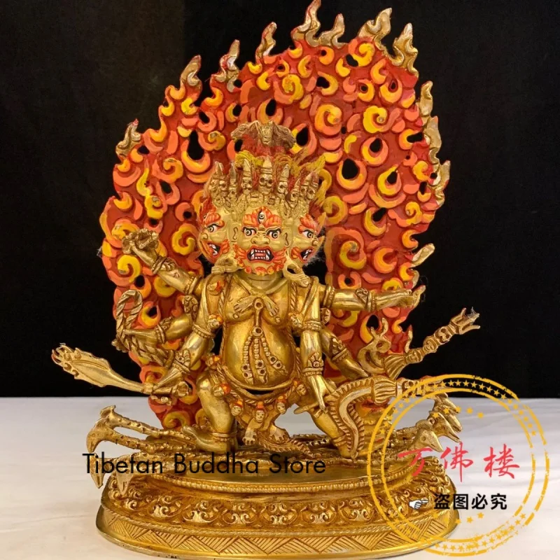 7-Inch Single Sanma Head Mingwang Nepal Imported Buddha Statue Copper Gilt Handmade Hairpin Carving Supplies