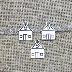 20 Pieces 13*16mm Mixed Alloy Antique Silver Color House Charms Vintage Bracelet Pendant Accessory For DIY Jewelry Making