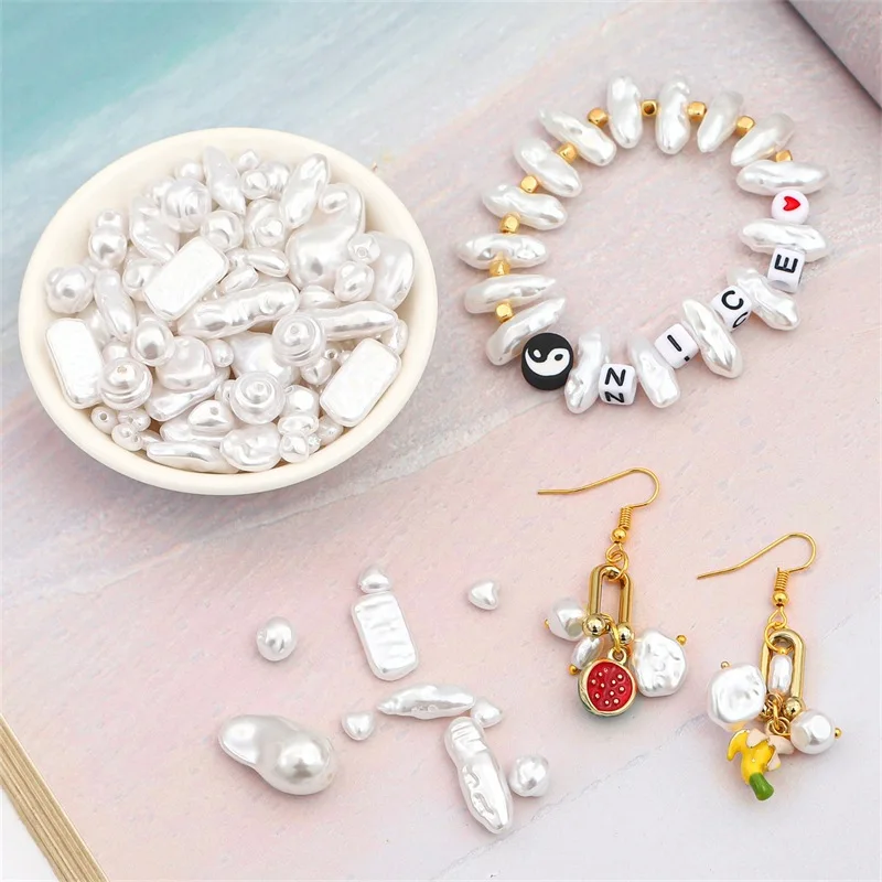 White Imitation Pearl Beads Fashion Highlight Irregularity ABS Bead Loose Spacer Beads for Jewelry Making DIY Bracelet Necklace