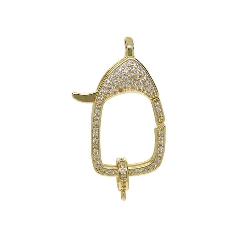 10Pcs Gold Plated Micro Pave CZ Lobster Carabiner Closure Clasp Connector for Amazing Keychain Handmade Jewelry Supplies