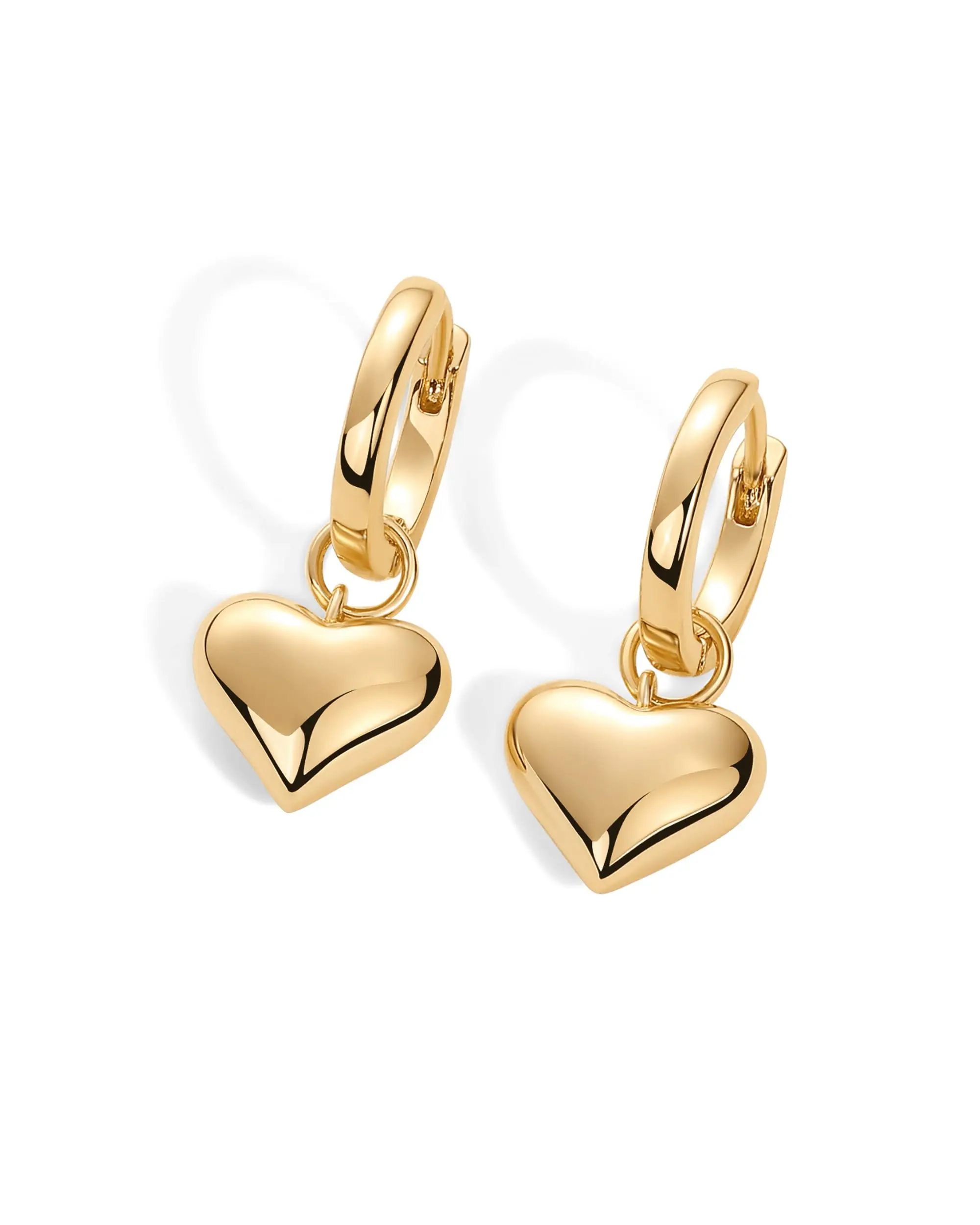 Shevalu Heart Pendant Earrings for Women Fashion 14K Gold Plated Sterling Silver Post Design Charm Huggie Hoops Earring For gift