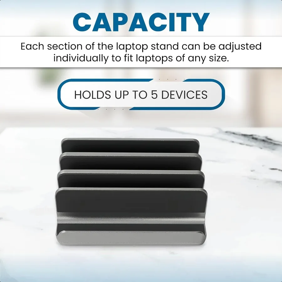 Mehrere Laptop-Halterungen, vertikal verstellbarer vertikaler Laptop-Ständer für 5 Geräte, passend für alle Bücher, Laptops, Tablets und Mobiles