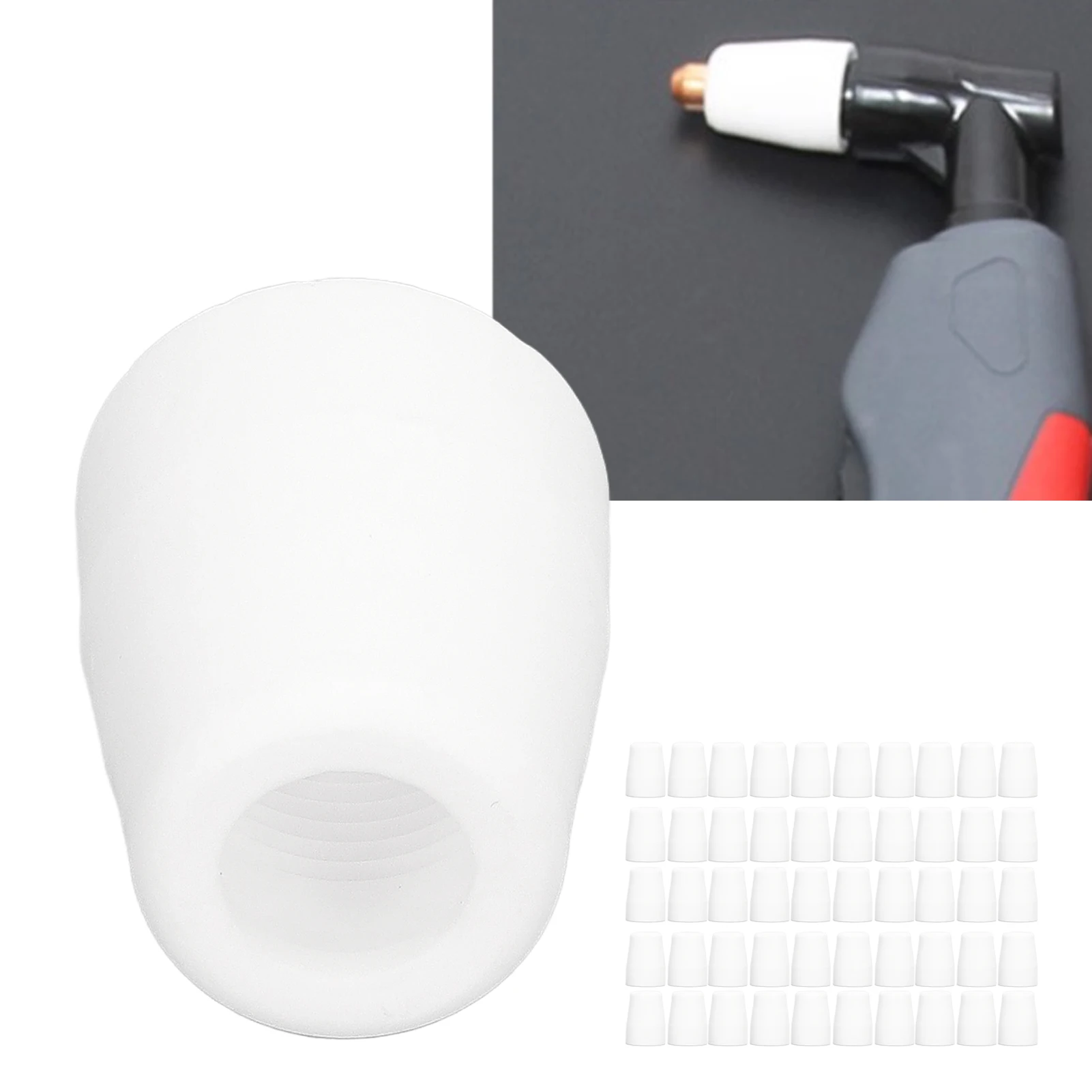 

50Pcs White Plasma Cutter Shield Cup Set Stable Performance Robust Plasma Cutting Torch Consumables