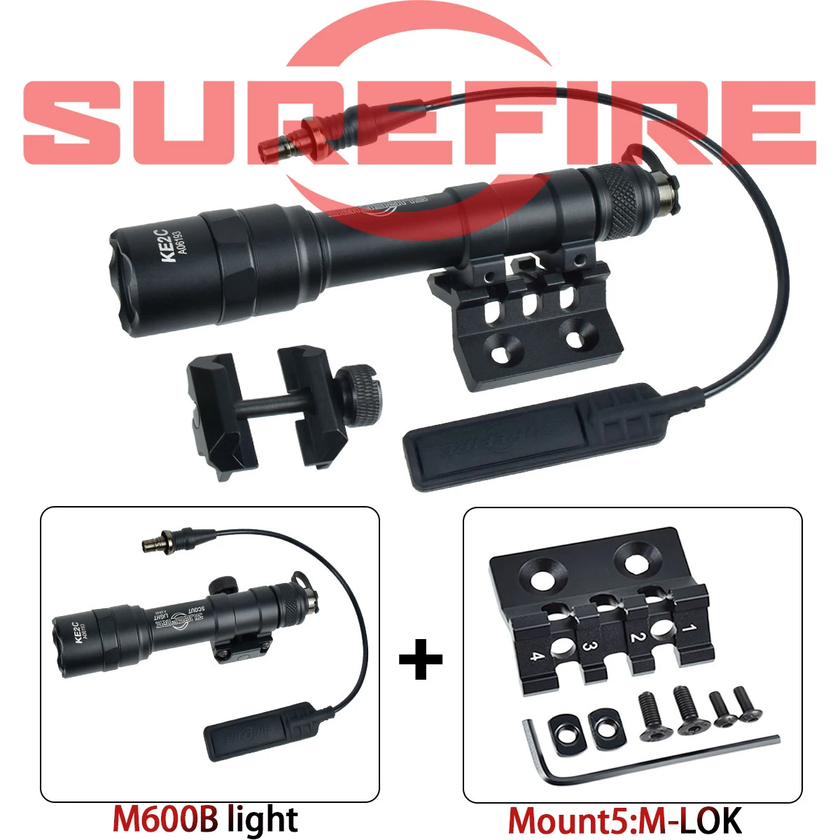 

Тактический фонарь Surefire SF M600 M600B с выносным креплением M-LOK на 20-мм планку, мощный, для охоты и страйкбола, с ярким светом