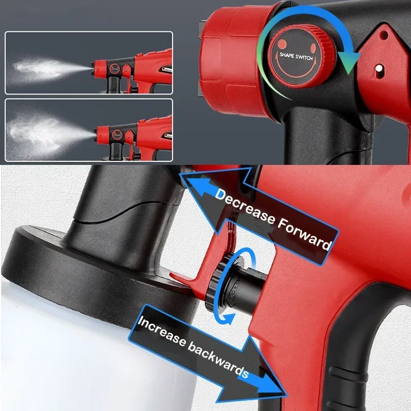 Imagem -04 - Pistola Elétrica Brushless Pulverizador de Pintura sem Fio Auto Steel Coating 800ml Makita Bosch Dewalt Ryobi Bateria 18v