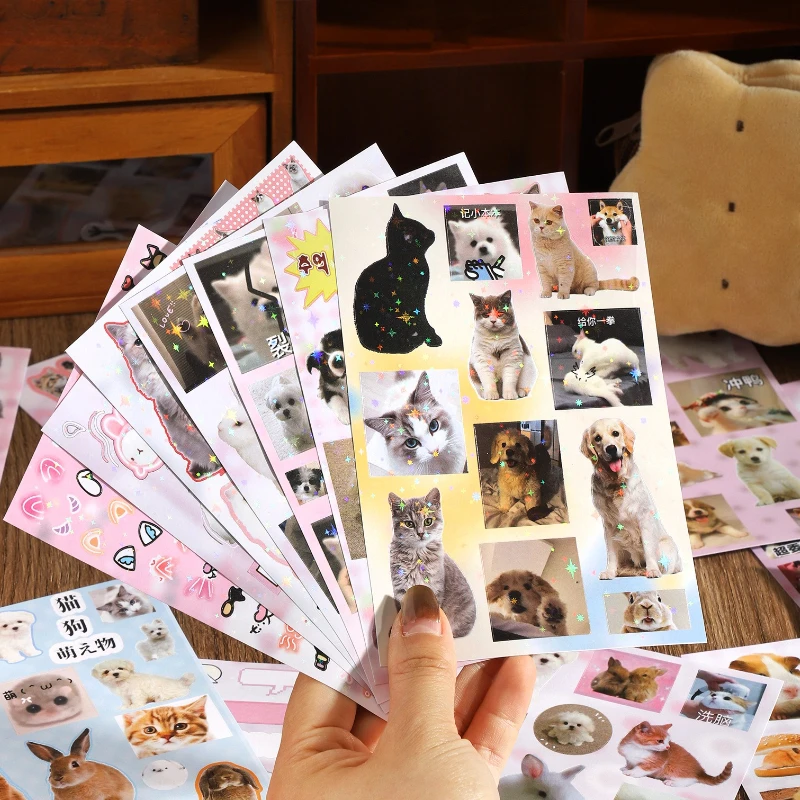 

30 листов/компл., наклейка для скрапбукинга с милыми мультяшными животными, сладкий щенок, котенок, настоящий снимок, наклейка для журнала, сделай сам, Декор, канцелярские принадлежности, наклейка