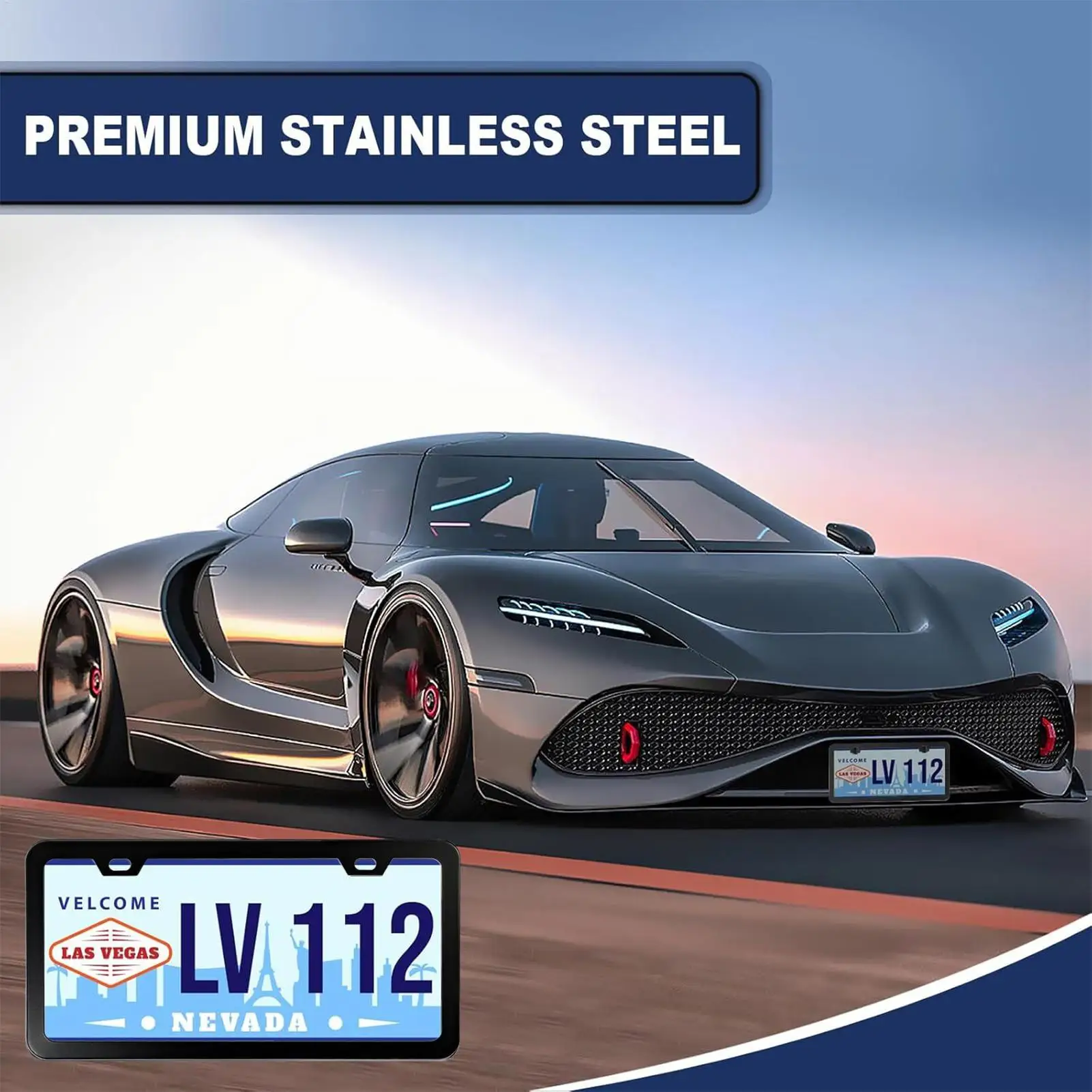 

Universal 30*15CM 2pcs License Plate Frame Stainless Steel License Plate Frame Bracket with Standard Screw Kits for Automotive