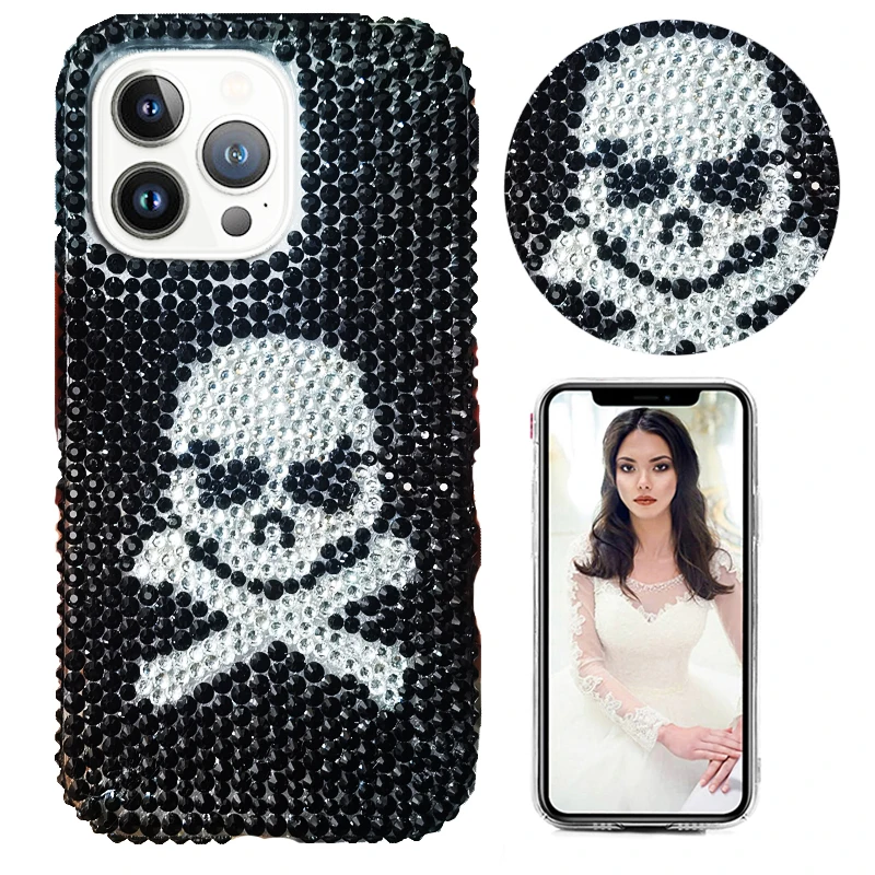 

Skull Phone Case for Samsung Galaxy S22 S24 S21 Ultra S23 S22Ultra A15 A14 A16 A12 A13 A72 A73 A52 A53 Jewelled Fundas