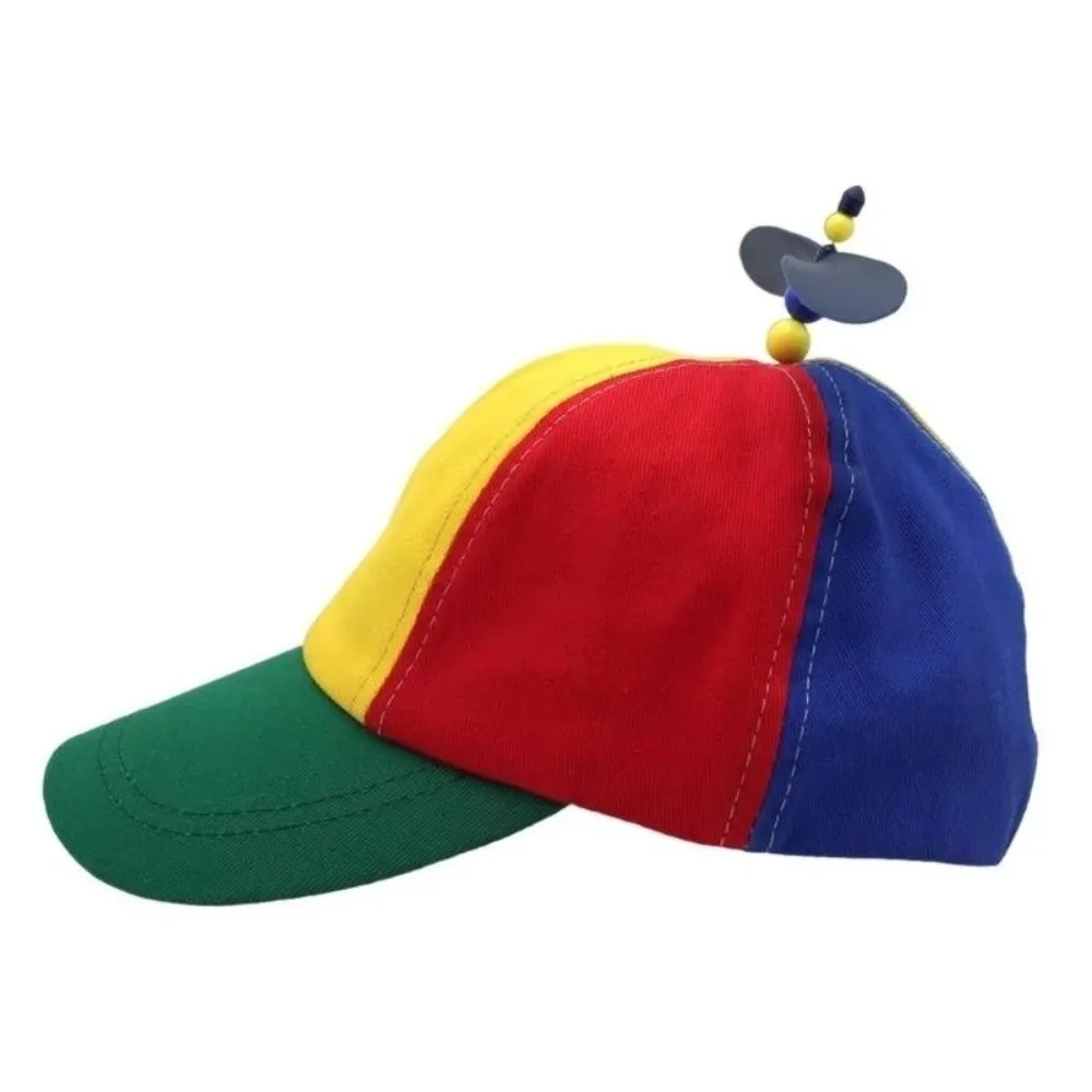 Abnehmbarer Propeller-Baseballkappe aus Baumwolle, Farbblock-Design mit Bambus-Libelle, Regenbogendesign, verstellbar – Detail 5