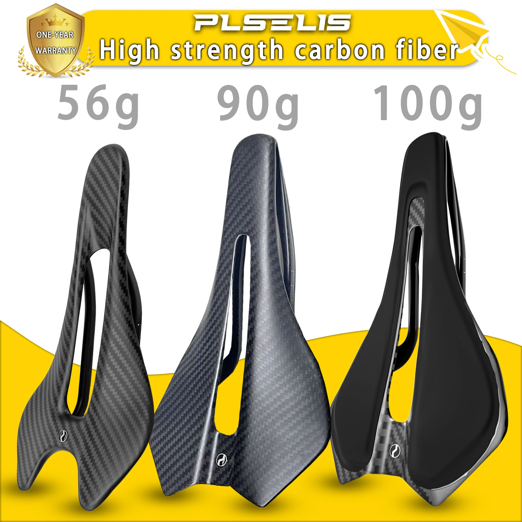 

Plselis full carbon saddle light road bike cushion weight 56g/90g/100g waterproof and wear-resistant. Ergonomic design