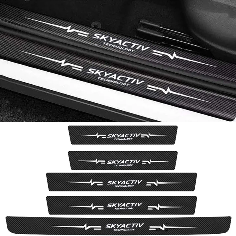 4PCS Car Door Sill Threshold Protector Plate Stickers Waterproof Decals for Mazda SKYACITV CX9 Atenza 2 3 MS 6 CX5 RX8 CX3 Miata