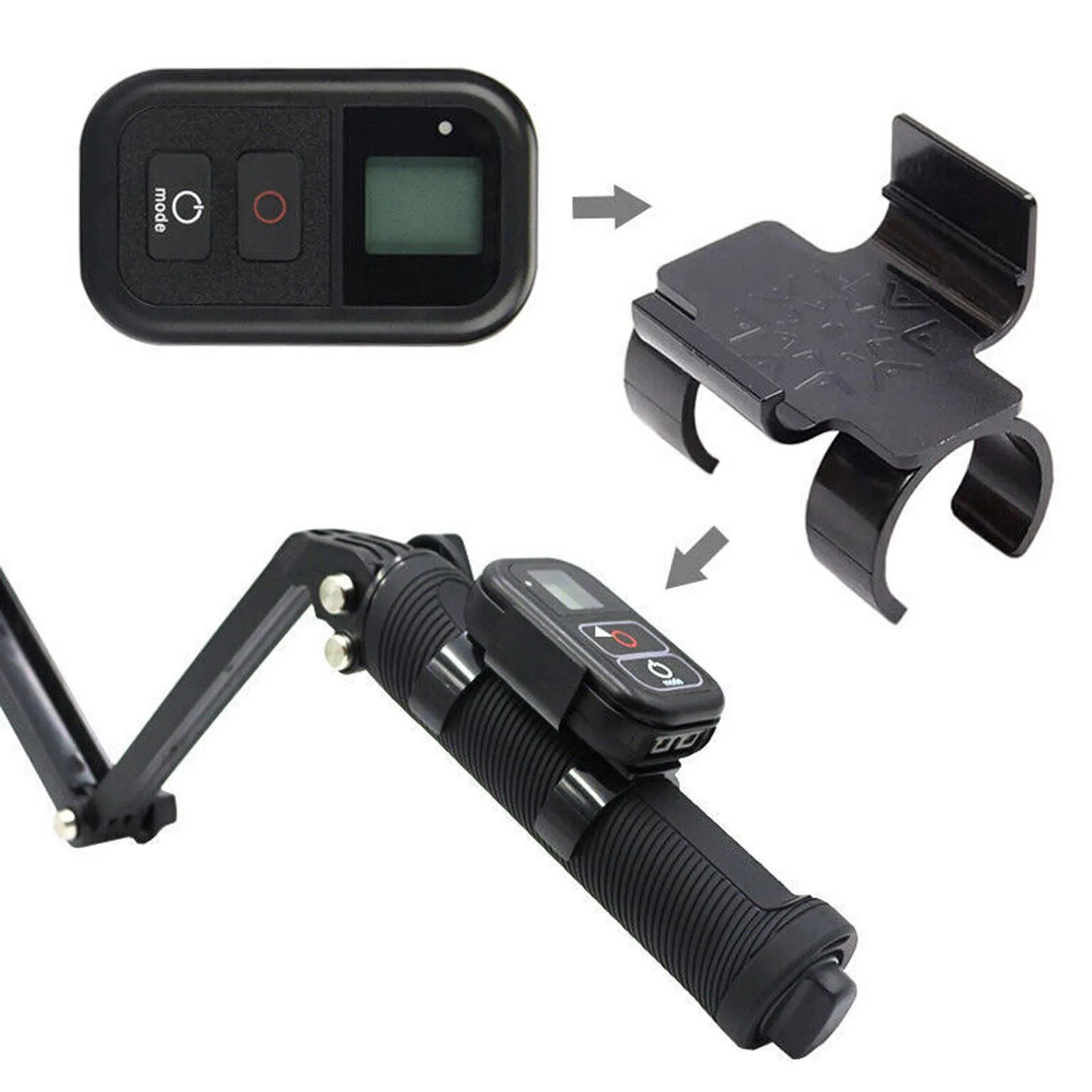 Plastic Selfie Stick Remote Control Clamp Clip Lock Mount Holder Adapter for GoPro Hero Camera