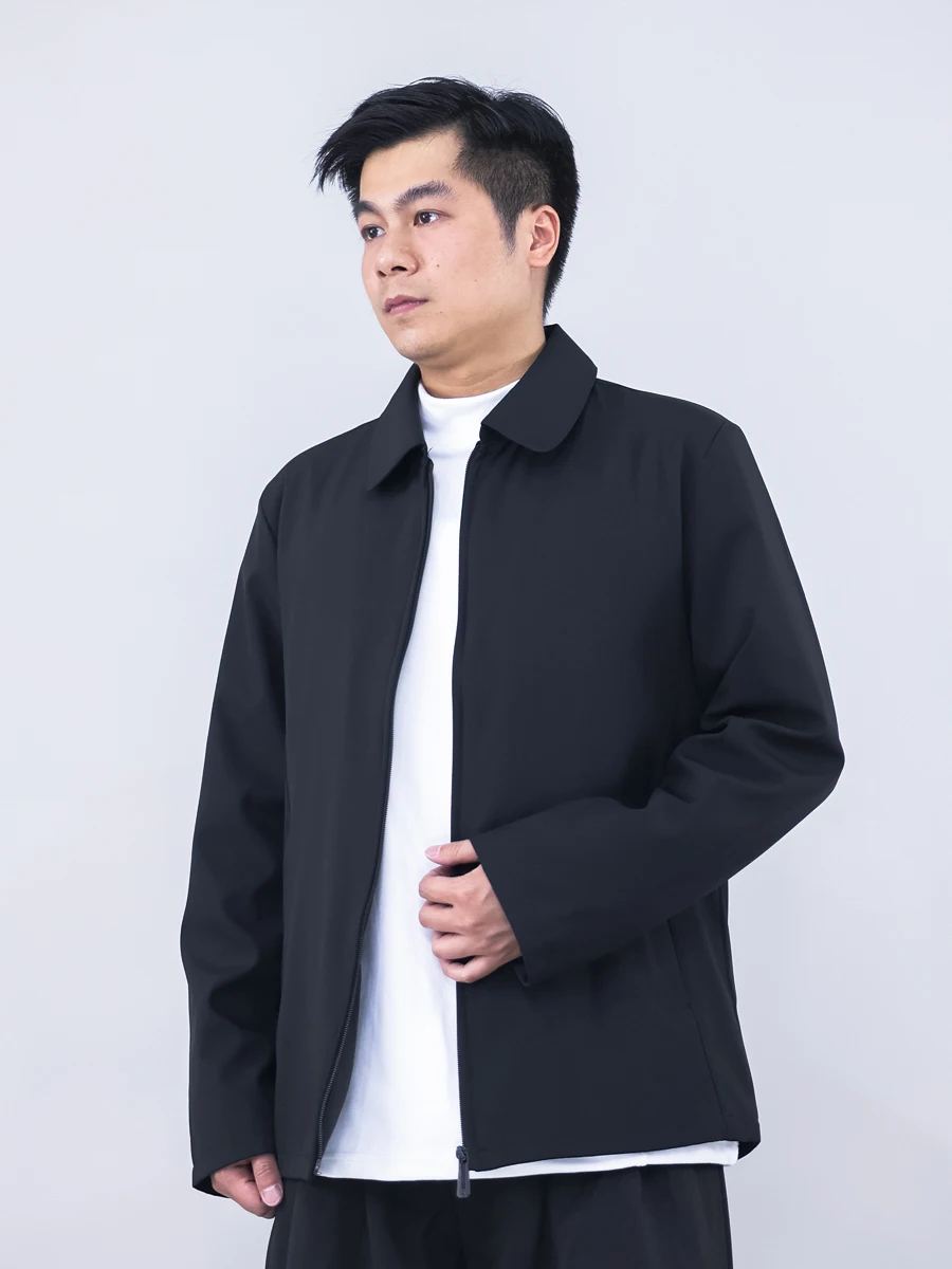 

Casual Loose Fit Busin Sle Men's Jaet Stand Collar Spring Autumn High End Feeling Zipper Decorated Stand Modern Sle