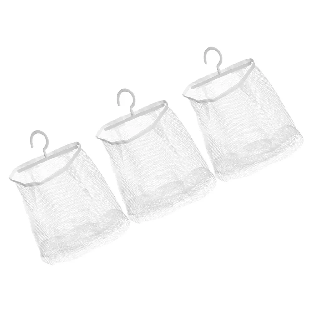 

3pcs Home Storage Bag Breathable Mesh Hanging Toy Organizer Bathroom Kitchen Clothespin Large Capacity Laundry Hamper Storage