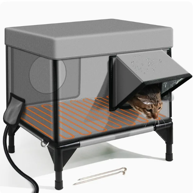 

Indestructible Heated Cat House for Outside Waterproof Safe Outdoor Cat Shelter with Heater for Cat