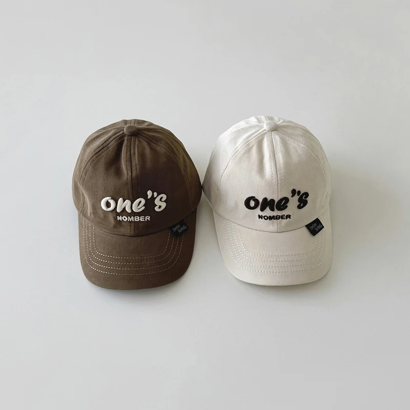

Solid Color Letter Baby Baseball Hat Vintage Hip Hop Kids Snapback Cap Adjustable Cotton Long Brim Toddler Sun Hats