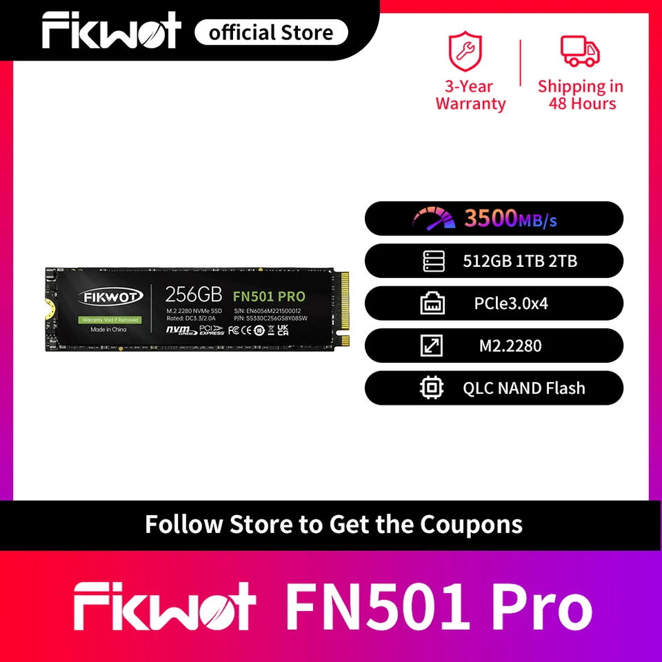 Fikwot FN501 Pro SSD PCIe 3.0x4 256GB 512GB 1TB 2TB M.2 NVMe