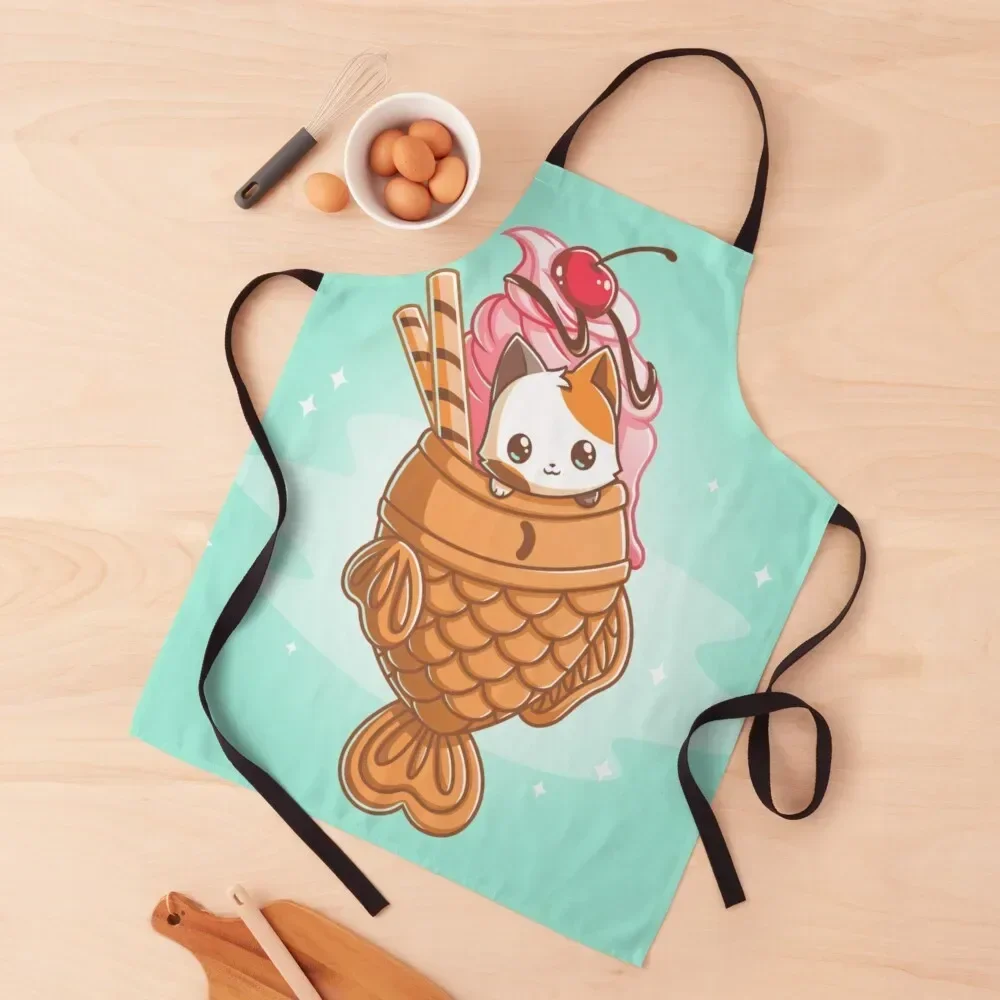 

Cute Cat Taiyaki Ice Cream Apron Chef Uniform Women's Apron