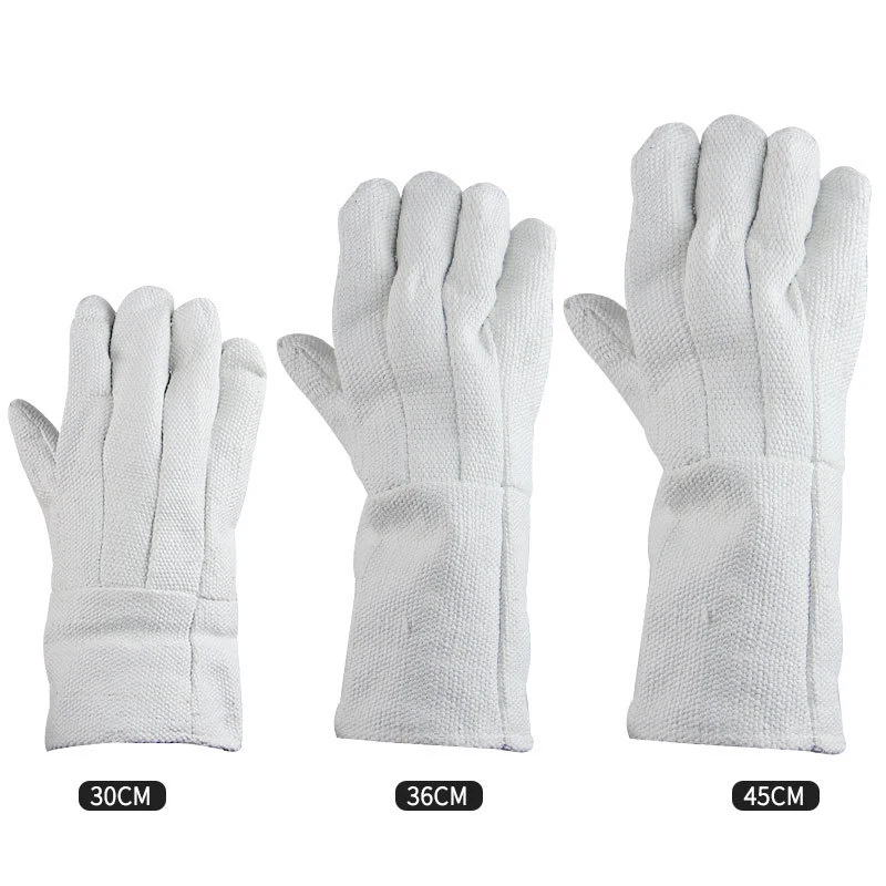 30/36/45CM Long High-Quality Insulation Protection Metal Glass Manufacturing Work Gloves Five-Finger Type Fire Gloves