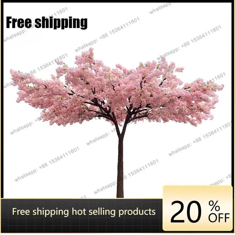 YJ Fiberglass Artificial Cherry Blossom Tree Indoor Outdoor Fake Simulation Tree For Hotel Greening Festival Landscape Decor