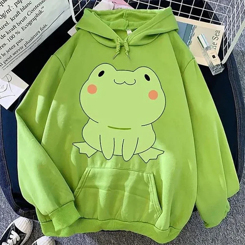 Cute Frog Hoodies Harajuku Casual Streetwear Graphic Print Sweatshirts Unisex Hoodies