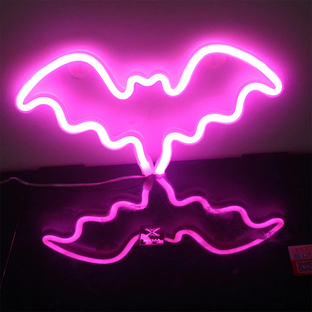 

Neon Light LED Bat Decoration Halloween Indoor Decorations for Home Christmas Pink Plastic