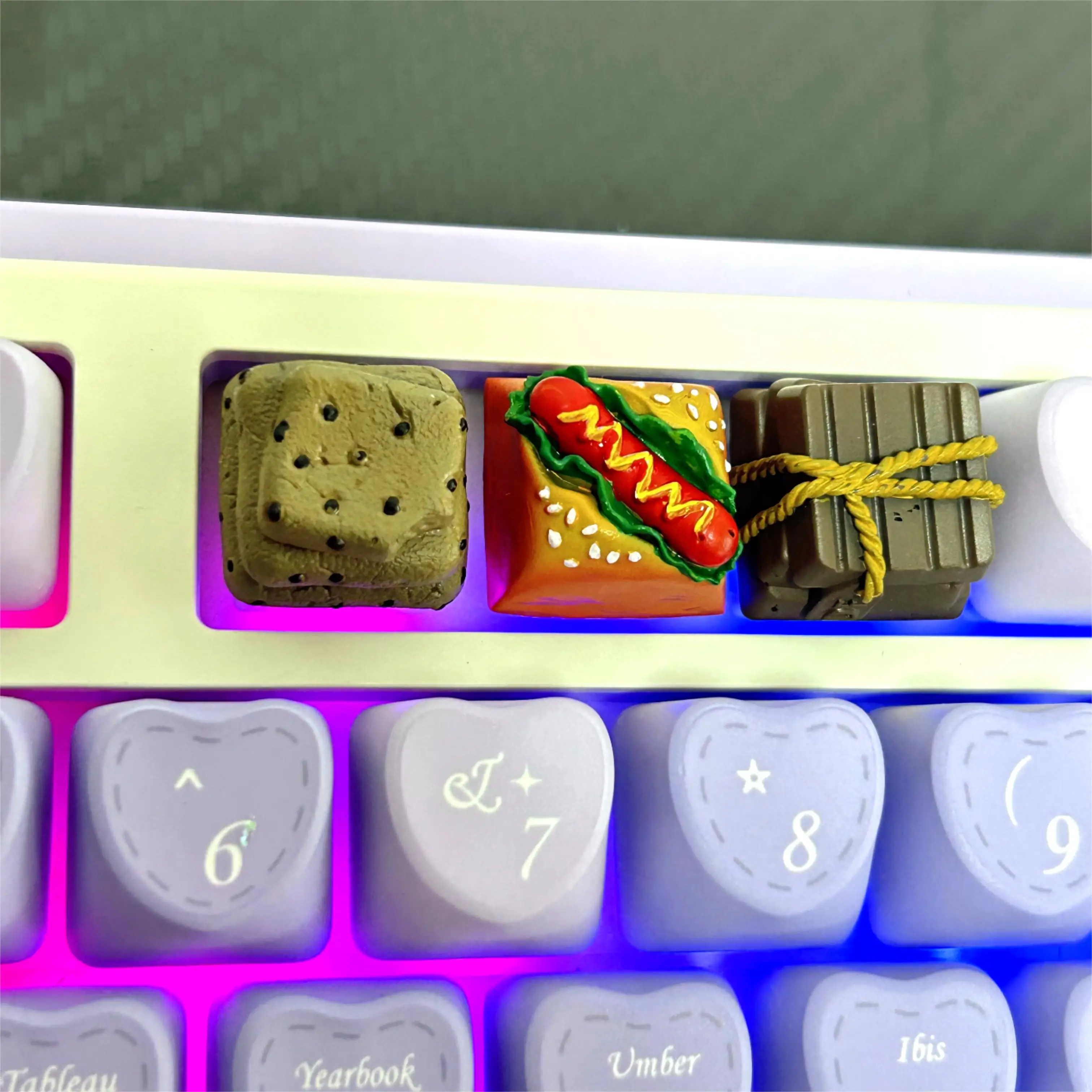 1 Piece Personalized Resin Food Theme Keycap Creative Hamburger Hot Dog Chocolate Customized Mechanical Keyboard Keycaps