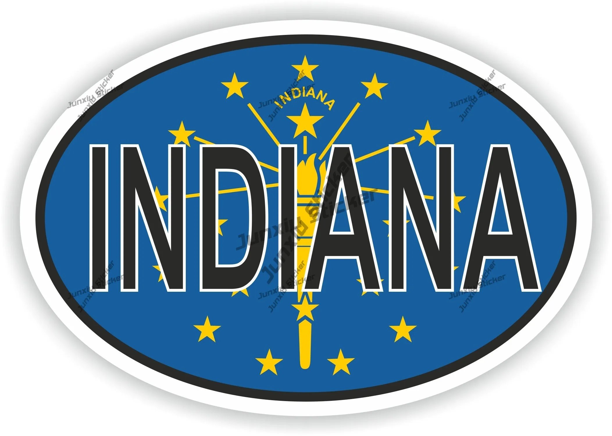 

Indiana America Sticker Flag Country Code Oval Decals Cover Scratches Decor Graphic Beauty Trolley Case Motorcycle Helmet Wall
