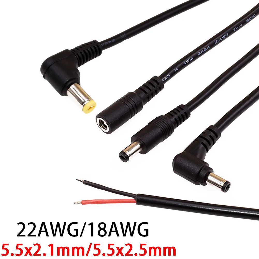 1Pair/2Pcs 12V DC Male Female Power Plug 30CM 18/22AWG Charging Cable 5.5x2.1/2.5mm Conector For CCTV Camera LED Lights Adapter