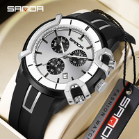 Fashion SANDA 9017 Men's Quartz Watch Three Eye Six Needle Chronograph Waterproof Calendar Night Light Men's Quartz Watch 2025