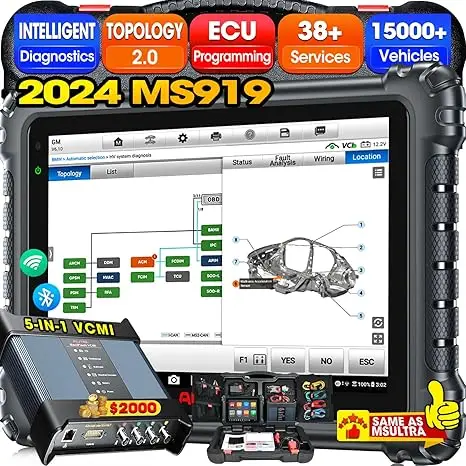 Maxisys MS919 Scanner Same MS Ultra for ECU Programming Coding 40+ Reset Toplogy 2.0 Upgrade MS909 Car Inspection Tool