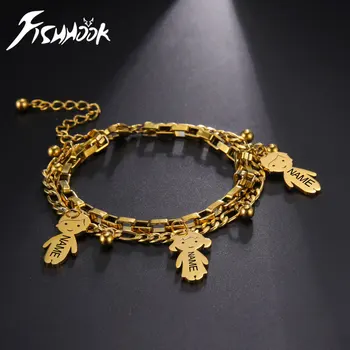 여성을위한 맞춤 팔찌 선물 남성 맞춤 조각 이름 소년 소녀 아버지 어머니 아이 어린이 가족 보석 스테인레스 스틸