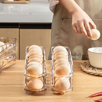 2/3 Layer Scrolling Egg Holder Automatic Stackable Egg Roller Rack Space Saving Large Capacity Egg Dispenser