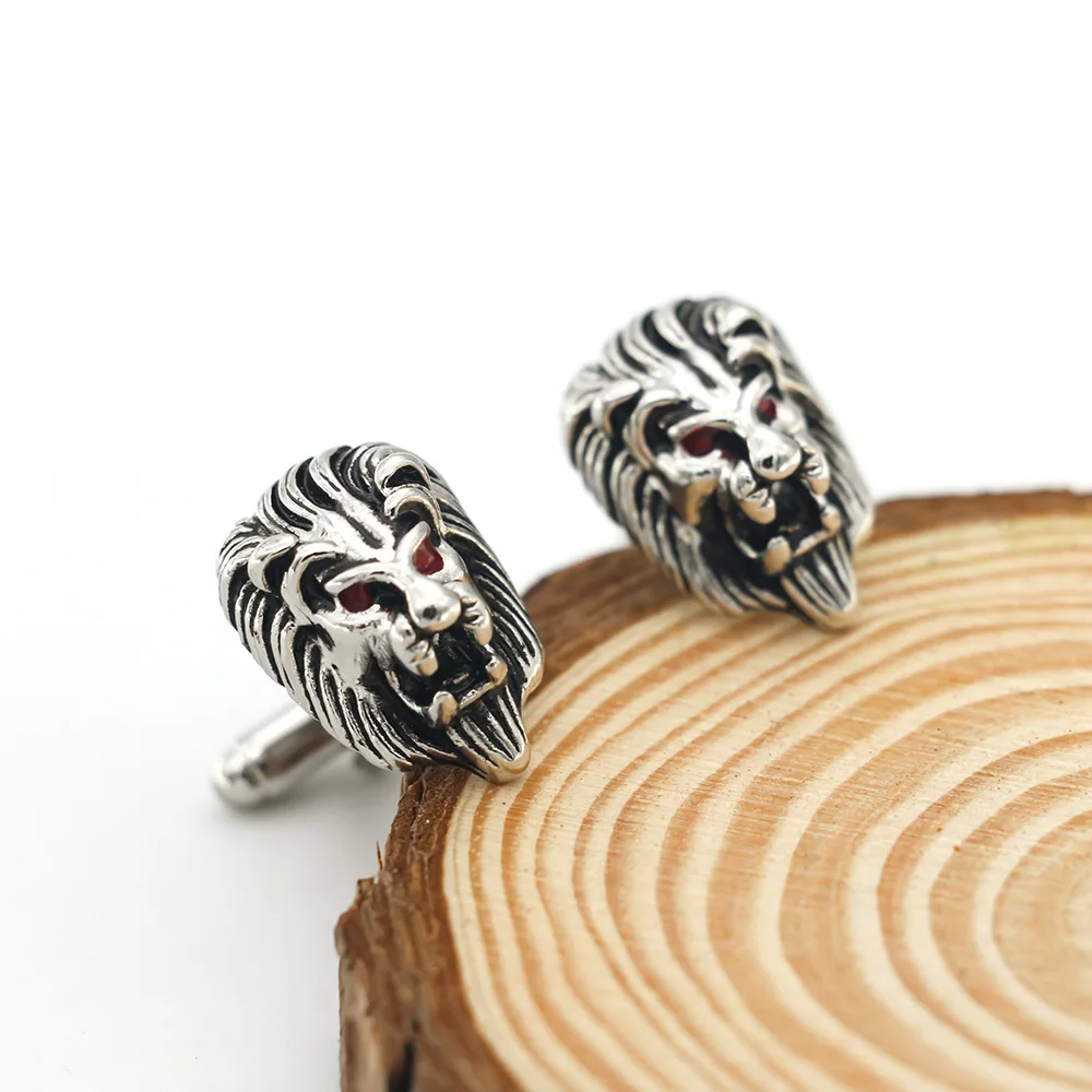 Metal Embossed Lion Head Cufflinks Vintage Vintage Lion Cufflinks Men's Business Banquet Dress Shirt Accessories