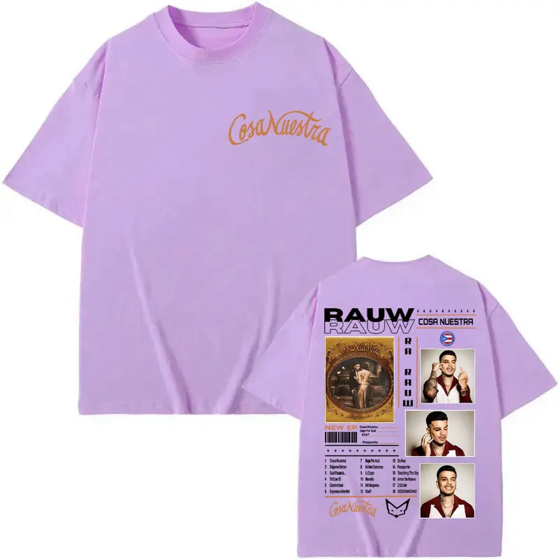 Rapper Rauw Alejandro Cosa Nuestra Merch T Shirt Men Women Clothing Fashion Hip Hop T-shirt Summer High Quality Cotton T-shirts