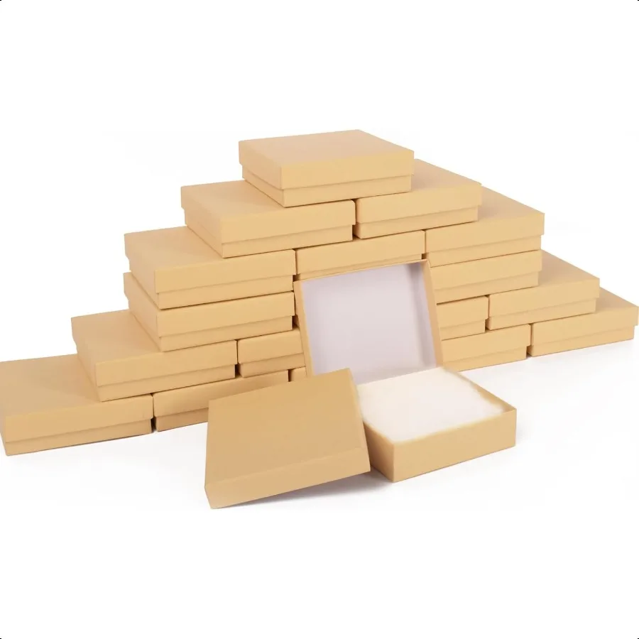 

Cardboard Jewelry Brown Gift Boxes 20 Pack3.5×3.5×1 inches Small Cardboard Jewelry Boxes with Cotton Filled and Lids its apply