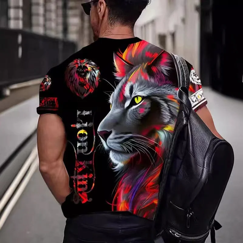 

New Handsome Tiger 3D Printed Short Sleeve Shorts Set Quick Drying Outdoor Trendy Sportswear Breathable and Comfortable Clothing