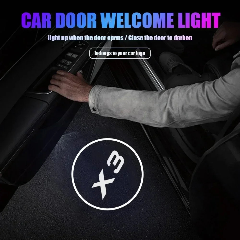 2Pcs LED Light Car Door Welcome Lights Logo Projector Courtesy Ghost Shadow Lamp For BMW X3 G01 2018-2023 Interior Accessories