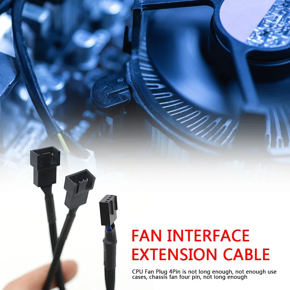 

4 Pin Y Splitter Cable Pin CPU PC Case Fan Adapter 4 Pin PWM Female to 3/4 Cable for Office Caring Computer Supplies