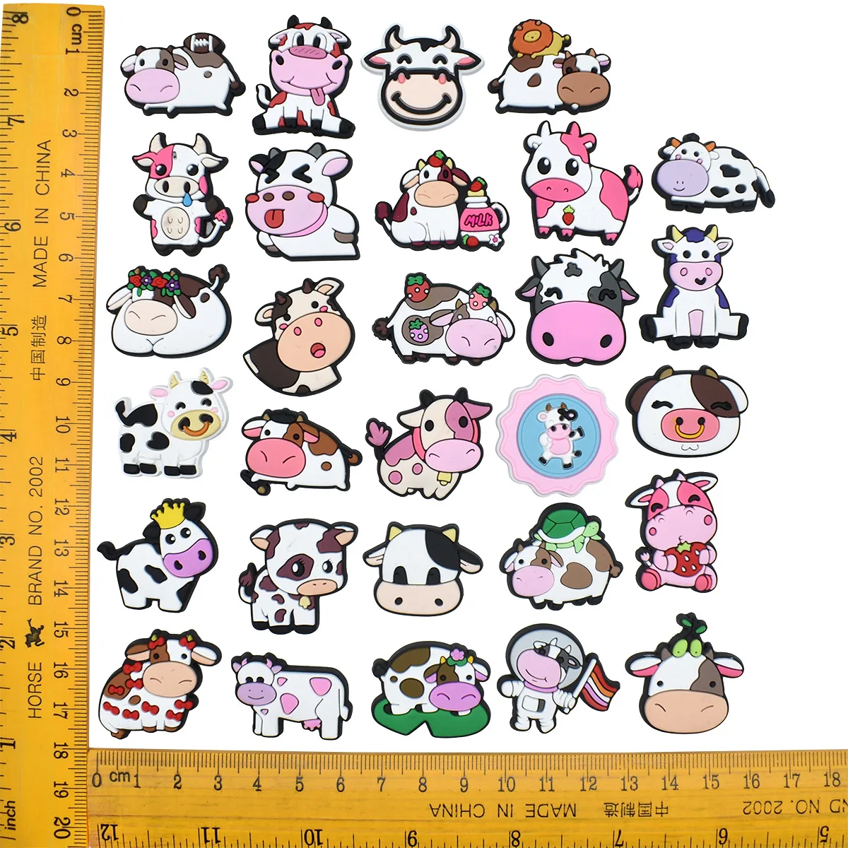 12/25Pcs Cute Dairy Cow PVC Shoe Charms Hole Shoe Decor Ornaments Farm Animal Themed DIY Decor Accessories Lovely Shoe Ornament