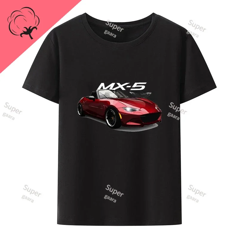 Initial D JDM MIATA MX5 Theme 100%Cotton T Shirt for Men Short Sleeve Y2k Men Clothing Printed T-shirt Tops Summer O-neck Tee