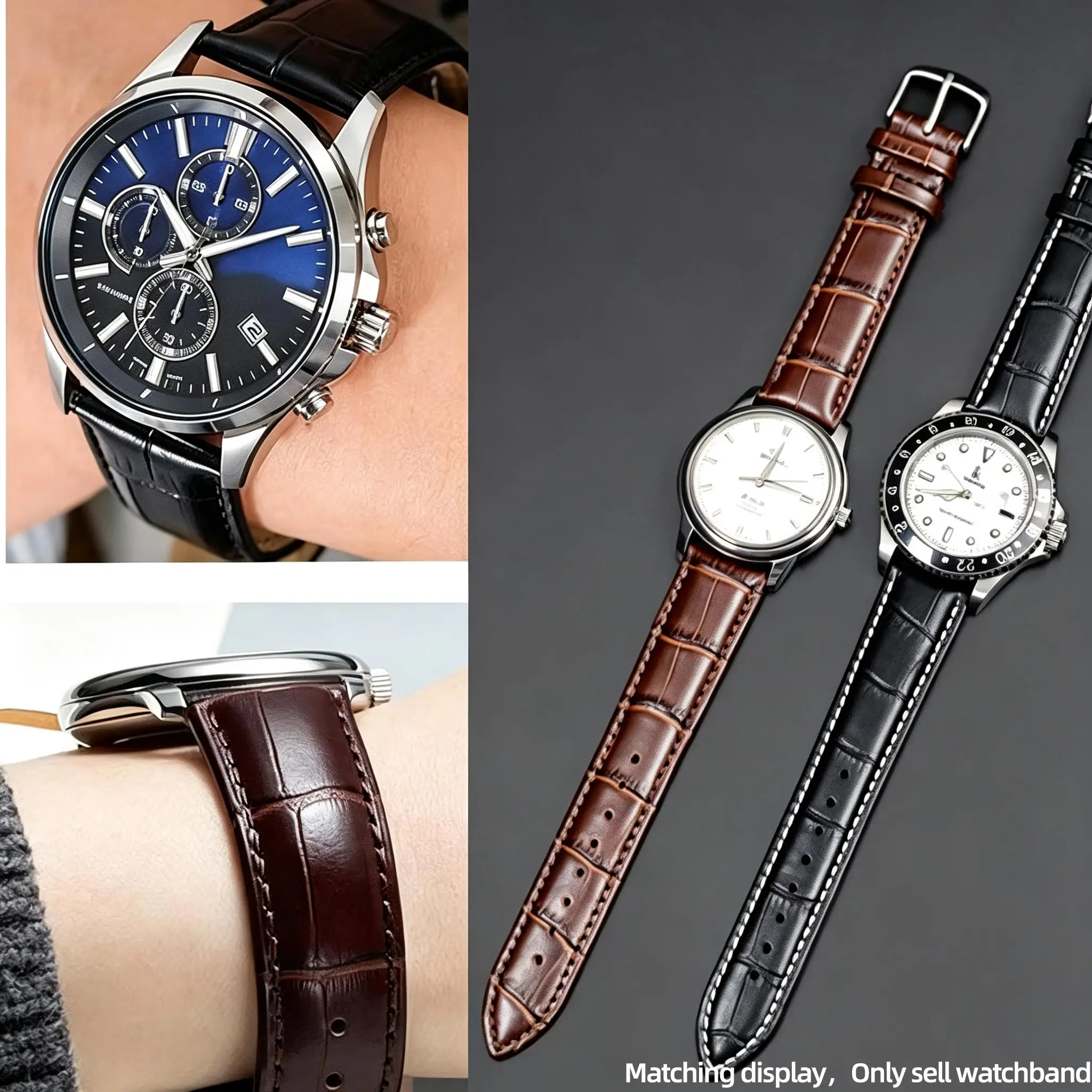 12 14 16 18 19 20 21 22 23 24mm First Layer Cowhine Watch Strap Soft Genuine Leather watchchband Men Women Wristband accessories