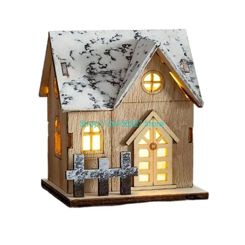 D8KF Christmas cottage, LED lighted Christmas cottage tabletop decoration, create a festive Ambience