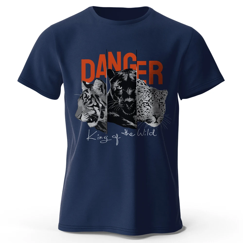 Sommer-T-Shirt mit Tiger-Vibes-Aufdruck aus 100 % Baumwolle, weiches und atmungsaktives Rundhals-Kurzarm-T-Shirt, Unisex-Freizeitkleidung