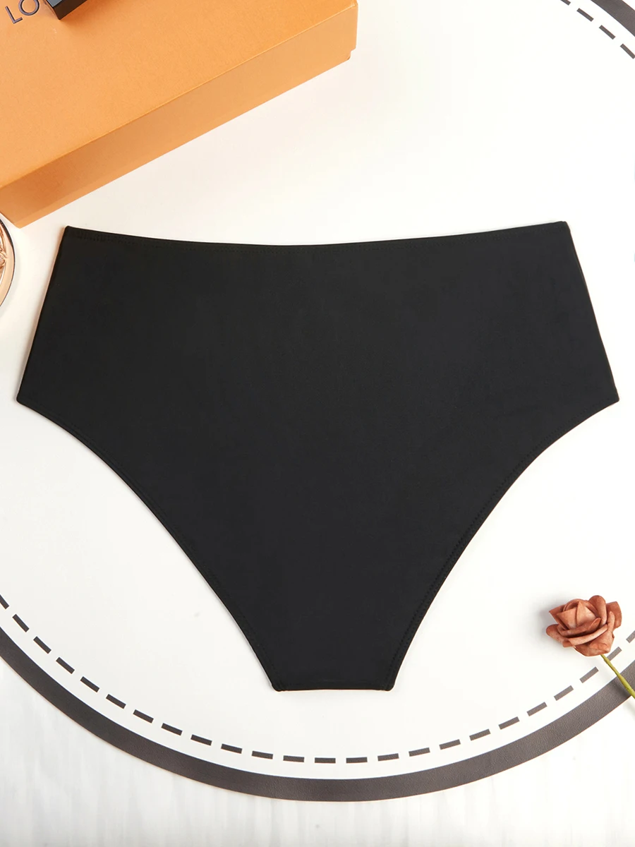 2024 Large Plus Size High Waist Solid Swim Briefs Swimsuit Women Swimwear Female Bathing Swimming Swim Suit Beach Bathers