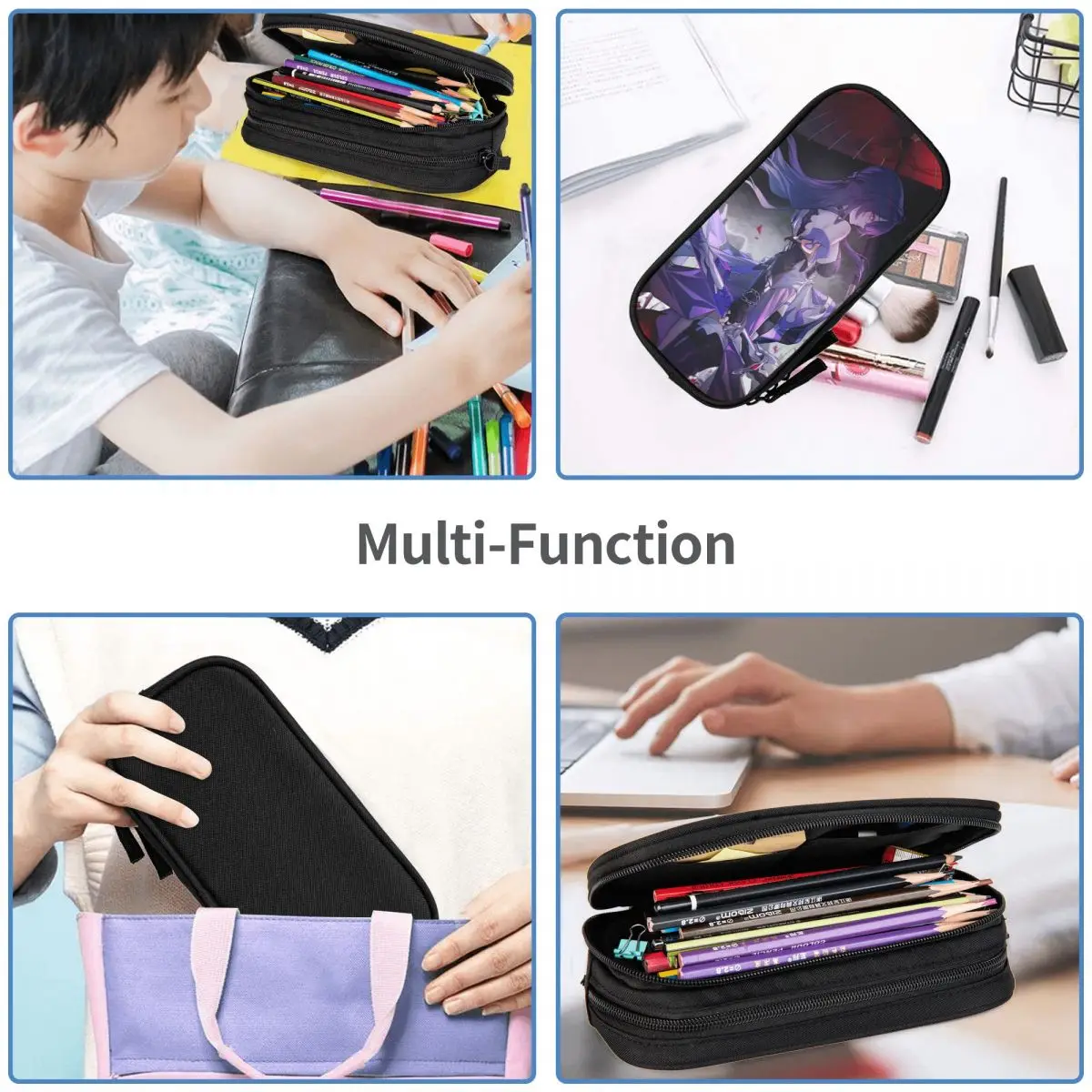 Cool Etui Game Stars Rails Pencil Bag Honkai School Etuis Jongen Meisje Dubbellaags Patroon Schoolbenodigdheden